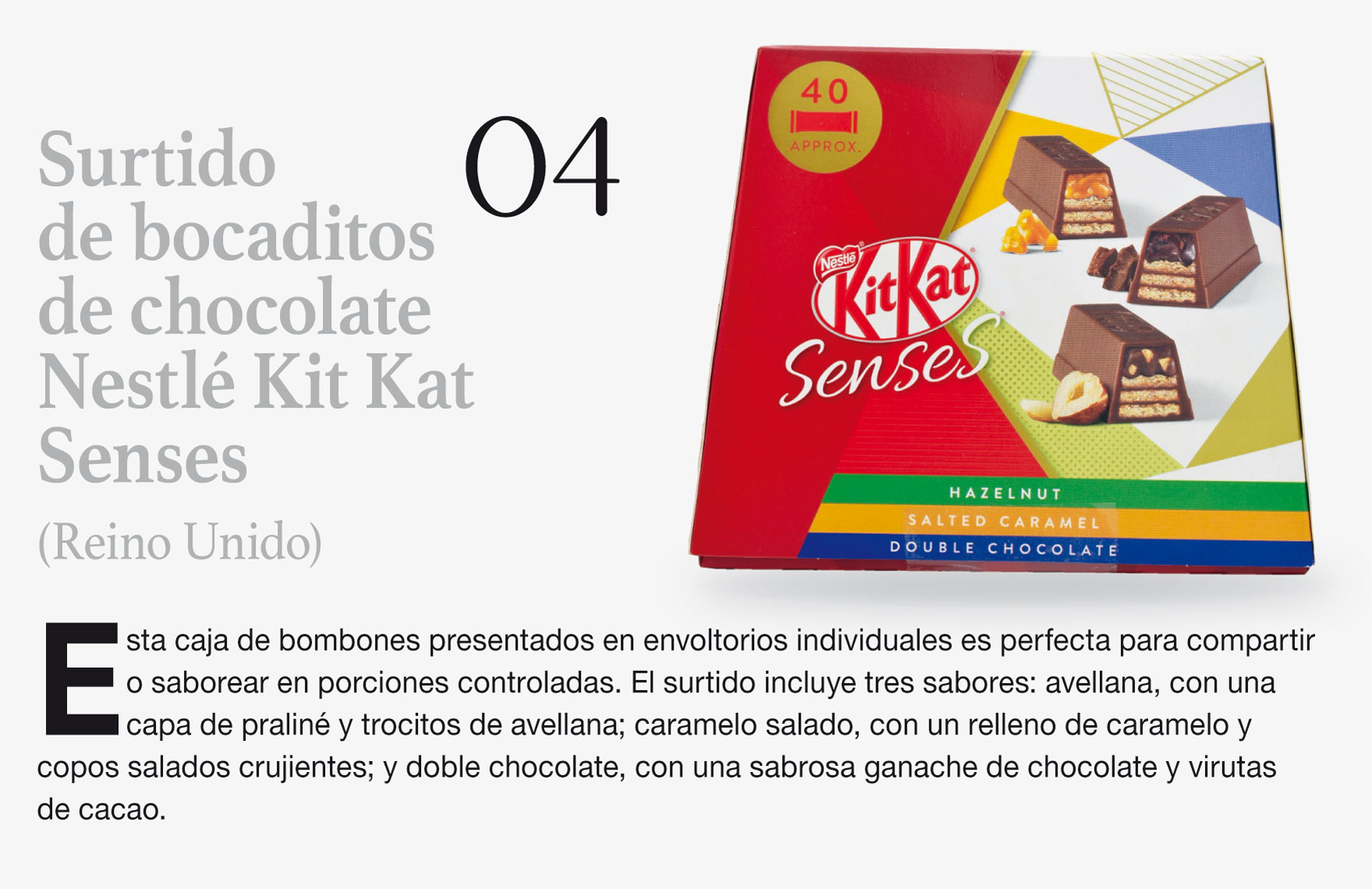 Surtido de bocaditos de chocolate Nestlé Kit Kat Senses (Reino Unido)