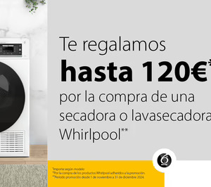 Whirlpool llega al Black Friday con un reembolso de hasta 120 € en efectivo por la compra de una secadora o lavasecadora